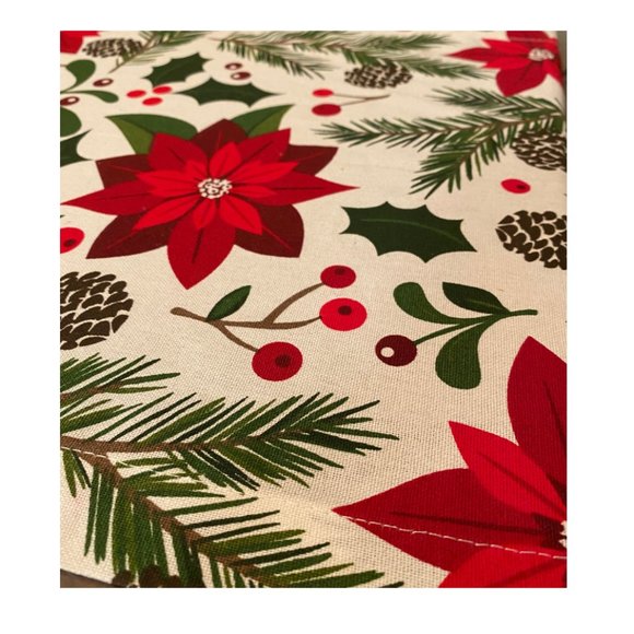 Christmas Table Runner Red Holiday Decorative Cloth Poinsettia Decor Decoration - Picture 6 of 10